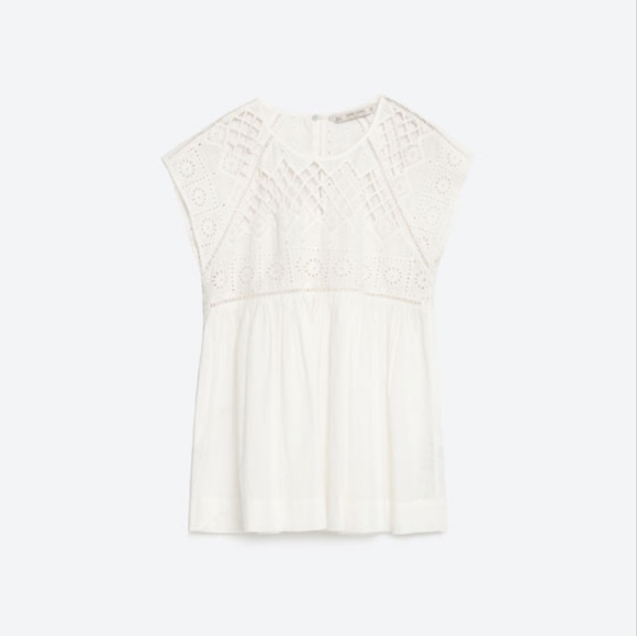 Zara Embroidered Baby doll Top - Picture 1 of 6